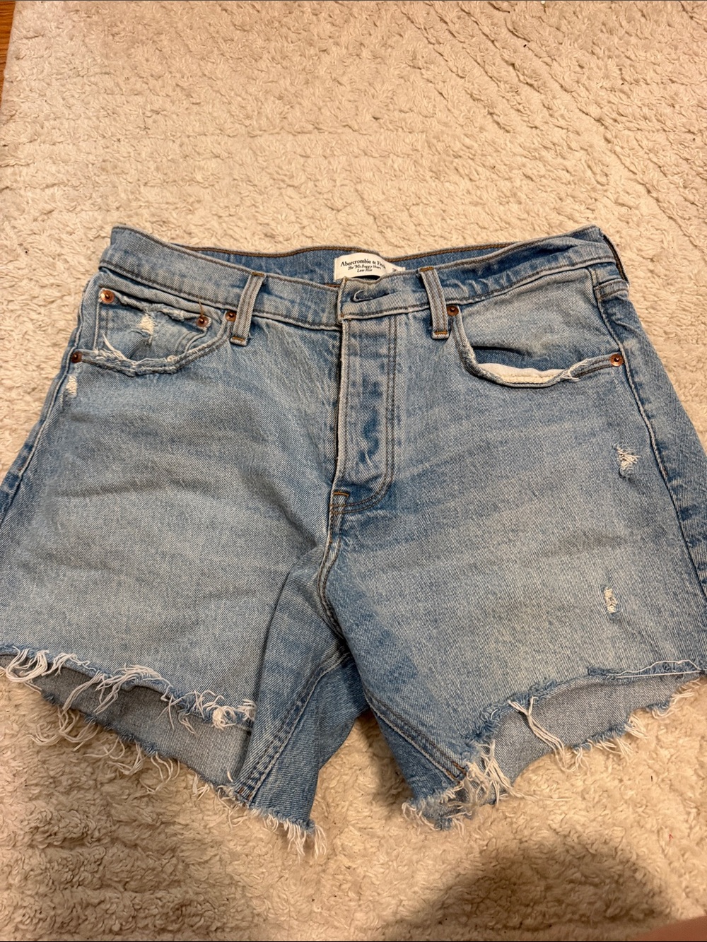Abercrombie & Fitch Light Wash Denim Cutoff Shorts